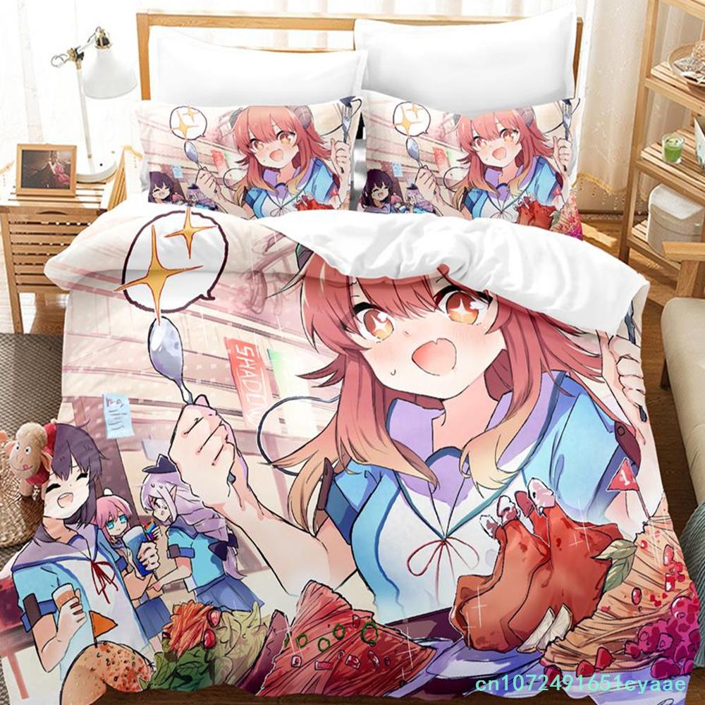 Kawaii Das Dämonenmädchen von nebenan Bettwäscheset Einzelbett Twin Full Queen King Size Bettset Erwachsener Kind Schlafzimmer Bettbezugsets Anime