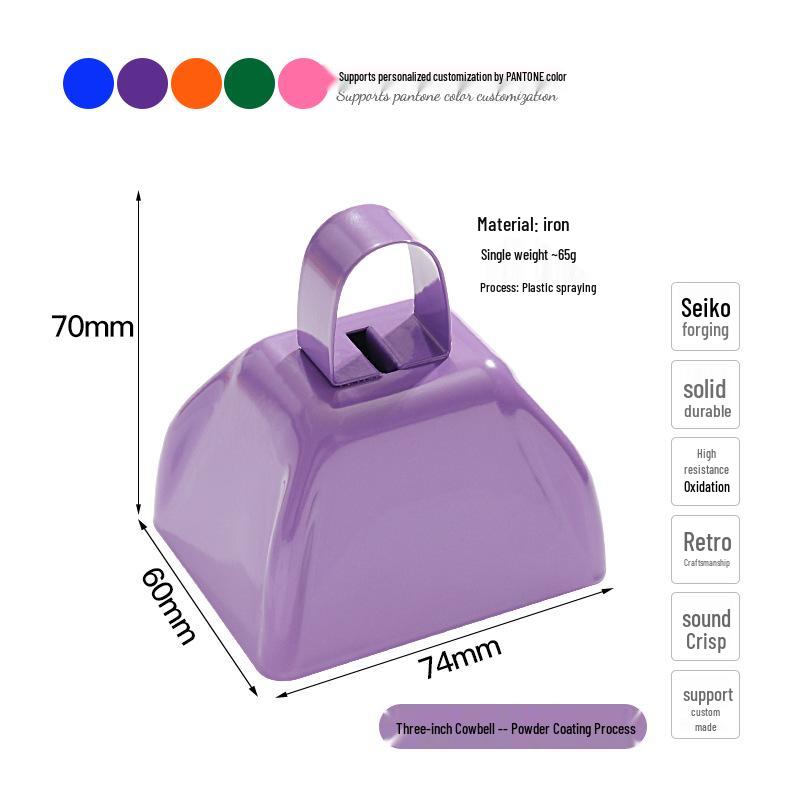 Three-Inch & Four-Inch Hand-Cranked Cowbells - 13 Colors, Perfect for Parties and Handicrafts