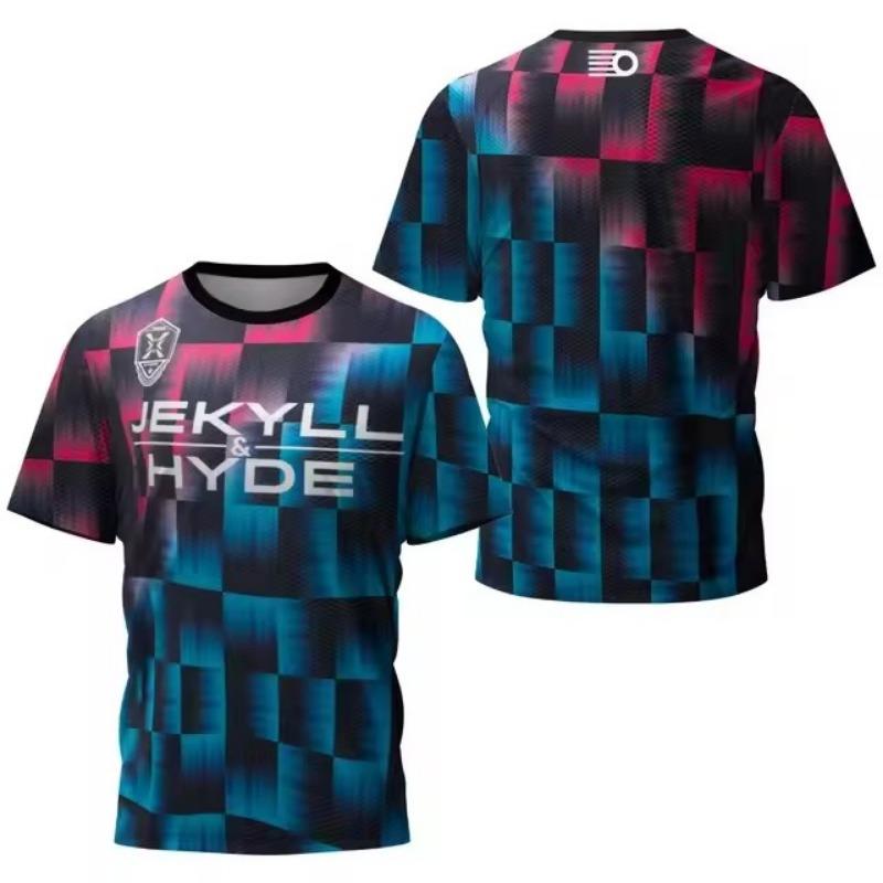 Modern Neon Pattern Men's Table Tennis T-Shirt Men Summer Tennis Badminton T-Shirt Top Table Tennis Club Quick Dry Short Sleeved