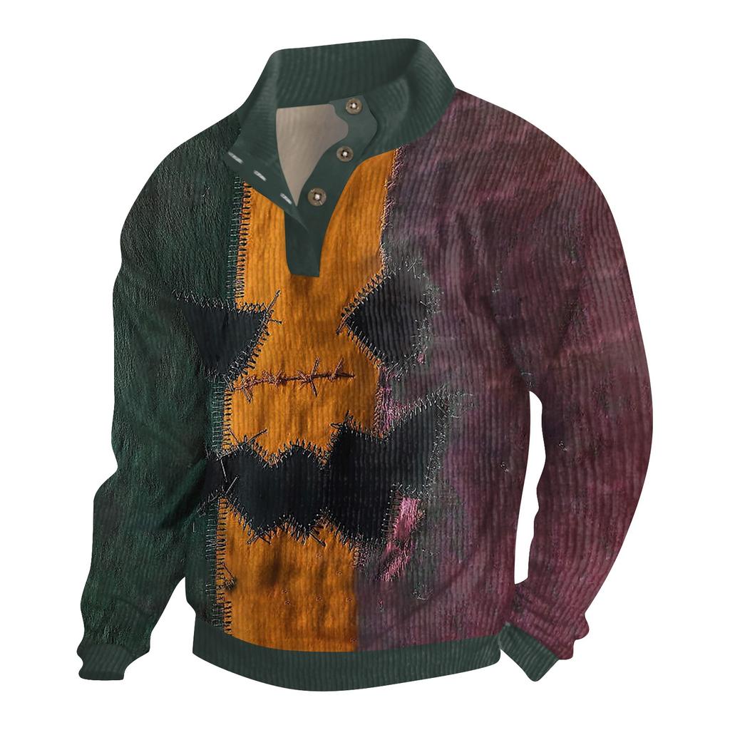Men's Halloween Printed Corduroy Button Shirt