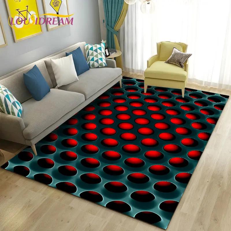 3D Abstract Geometric Optical Area Rug,Carpet Rug for Living Room Bedroom Sofa Doormat Kitchen Decoration,Kid Non-slip Floor Mat