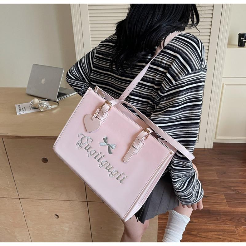 Large-capacity embroidered bag women's summer versatile new casual shoulder bag textured commuter tote bag