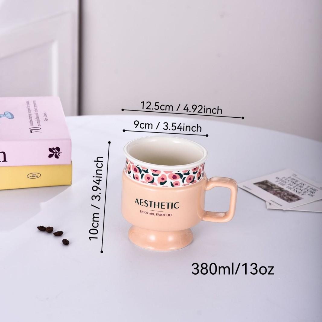 

European Retro Mug High Value Light Luxury Ceramic Cup Trade Coffee Cup Couple Household Water Cup Goblet 380ML