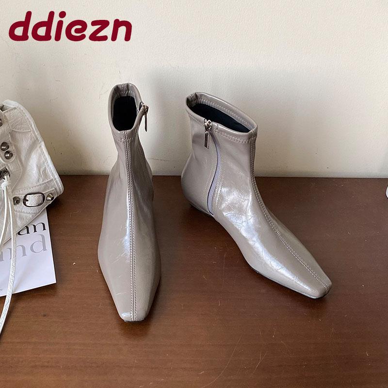 Fashion Fashion Flats Women Ankle Stretch Boots Shoes Female Zippers Footwear Pointed Toe Ladies Short Modern Boots Shoes