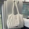 Korean Polka Dot Canvas Bag Women's New Large-capacity Commuter Shoulder Tote Bag Pleated Girl Heart Cloud Bag