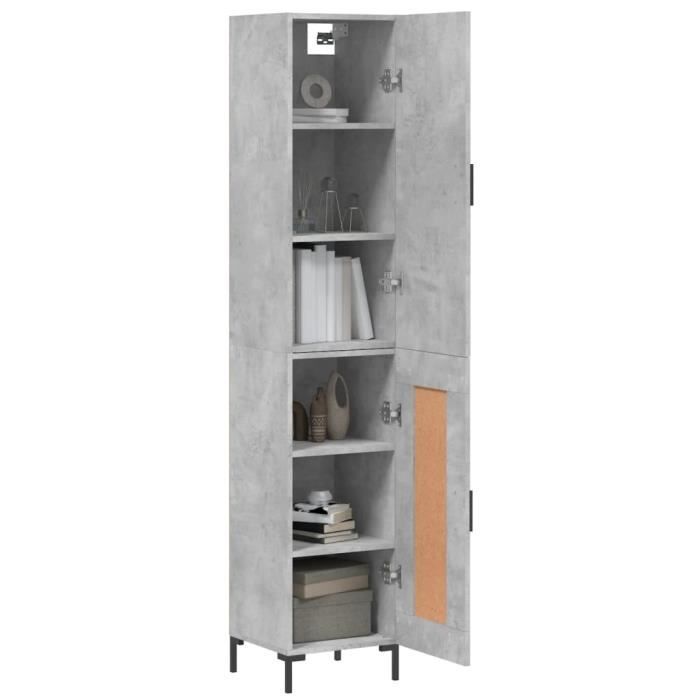 VidaXL Buffet haut Gris béton 34,5x34x180 cm Bois d'ingénierie 3199109