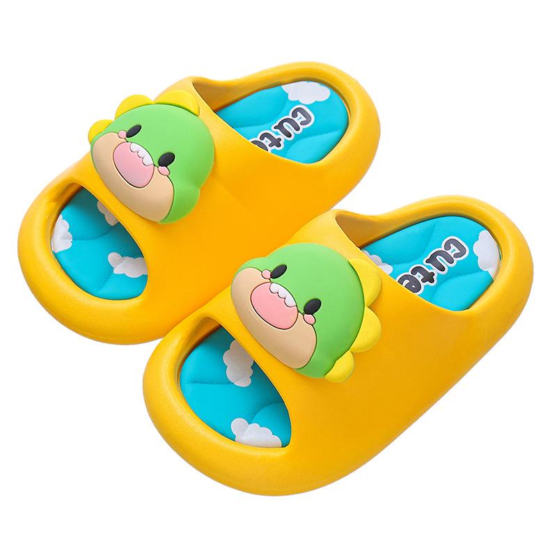 Boys' Cool Slippers with Cushioning, Children's Summer Cartoon Dinosaur Non-Slip Indoor Home Bathing Parent-Child Baby Slippers