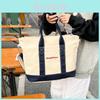 Canvas Tote Bag With Color Block Design For Casual Travel And Daily Use