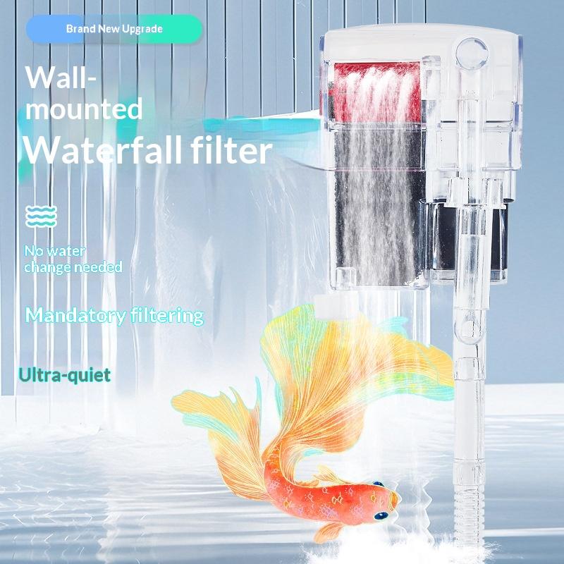 Hang On Aquarium Filter 3 In 1 Silent Waterfall Oxygen Pump External Fish Tank Filter For Small Aquariums прозрачный