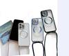 Electroplated transparent magnetic Magsafe wireless charging case suitable for iPhone 16 15 14 12 13 Pro Max  neckla case