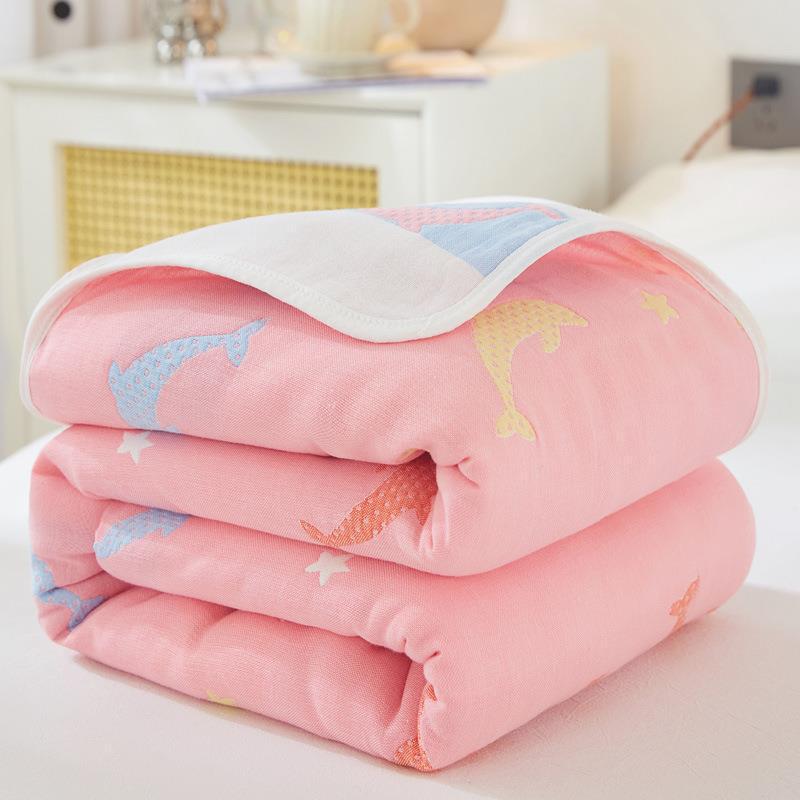 Pure Cotton 6-Layer Gauze Summer Quilt for Children - Thin, Breathable Baby Blanket