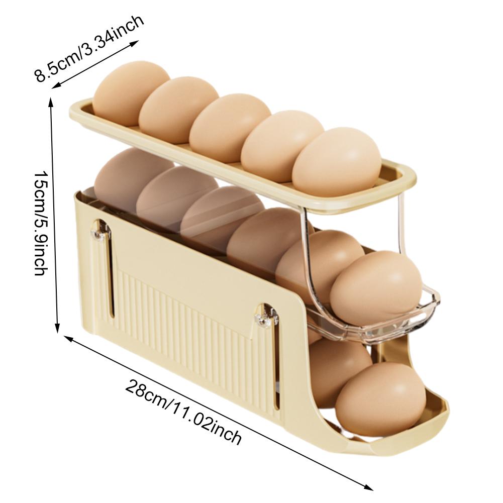 Egg Storage Box Egg Case Holder Large Capacity Egg Tray Organizer Household Space-Saving Eggs Rolling Rack for Refrigerator