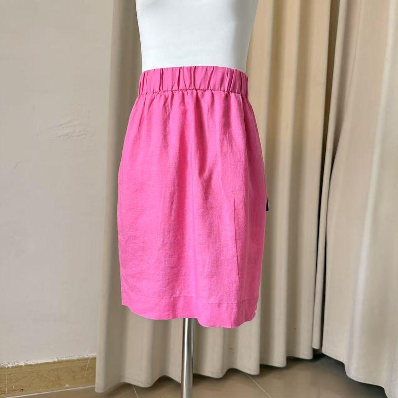 

Youth Series Beauty Overplus Order Simple Pure Linen All-Matching Skirt Plus size Pink XL