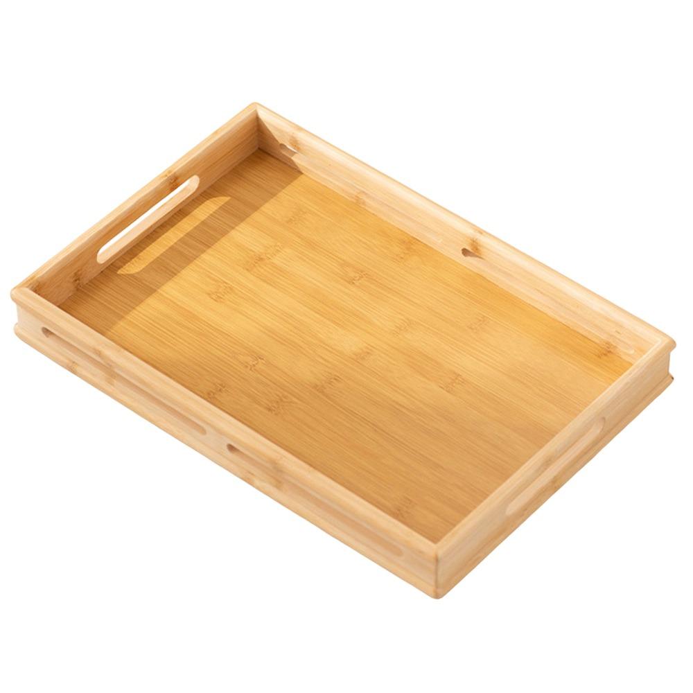 Bamboo Serving Tray with Handle Breakfast Tray Retro Food Tray  for Food Drinks Storage