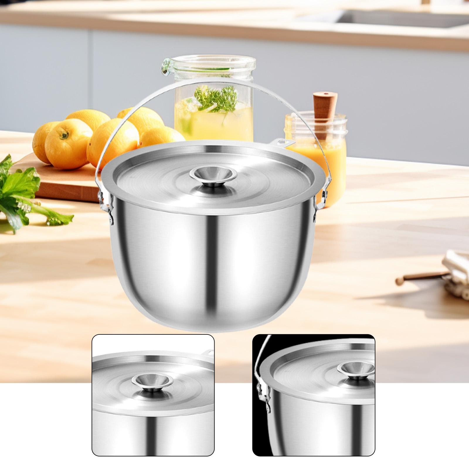 

Cooking Pot,Stainless Steel Camping Pot,Accessories,Soup with Handle and Lid Portable for Party Home Camping Commercial 2L