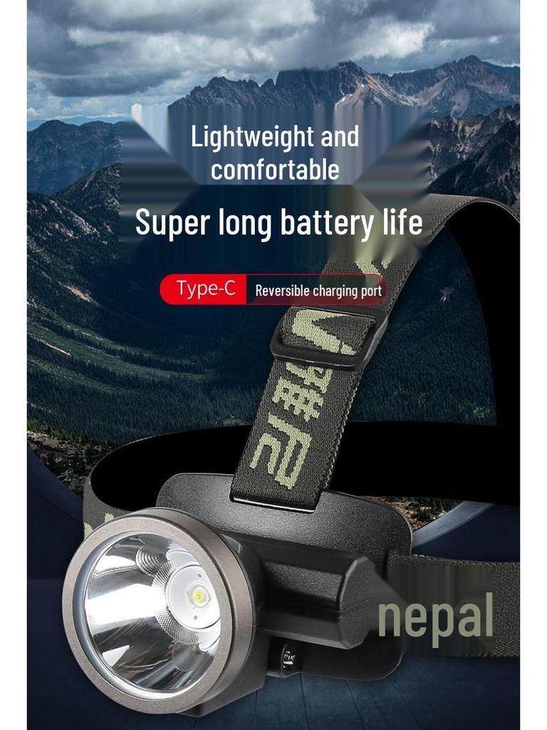 Compact Rechargeable Headlamp: Super Bright, Lightweight, Lithium Battery-Powered Flashlight for Night Fishing and Mining