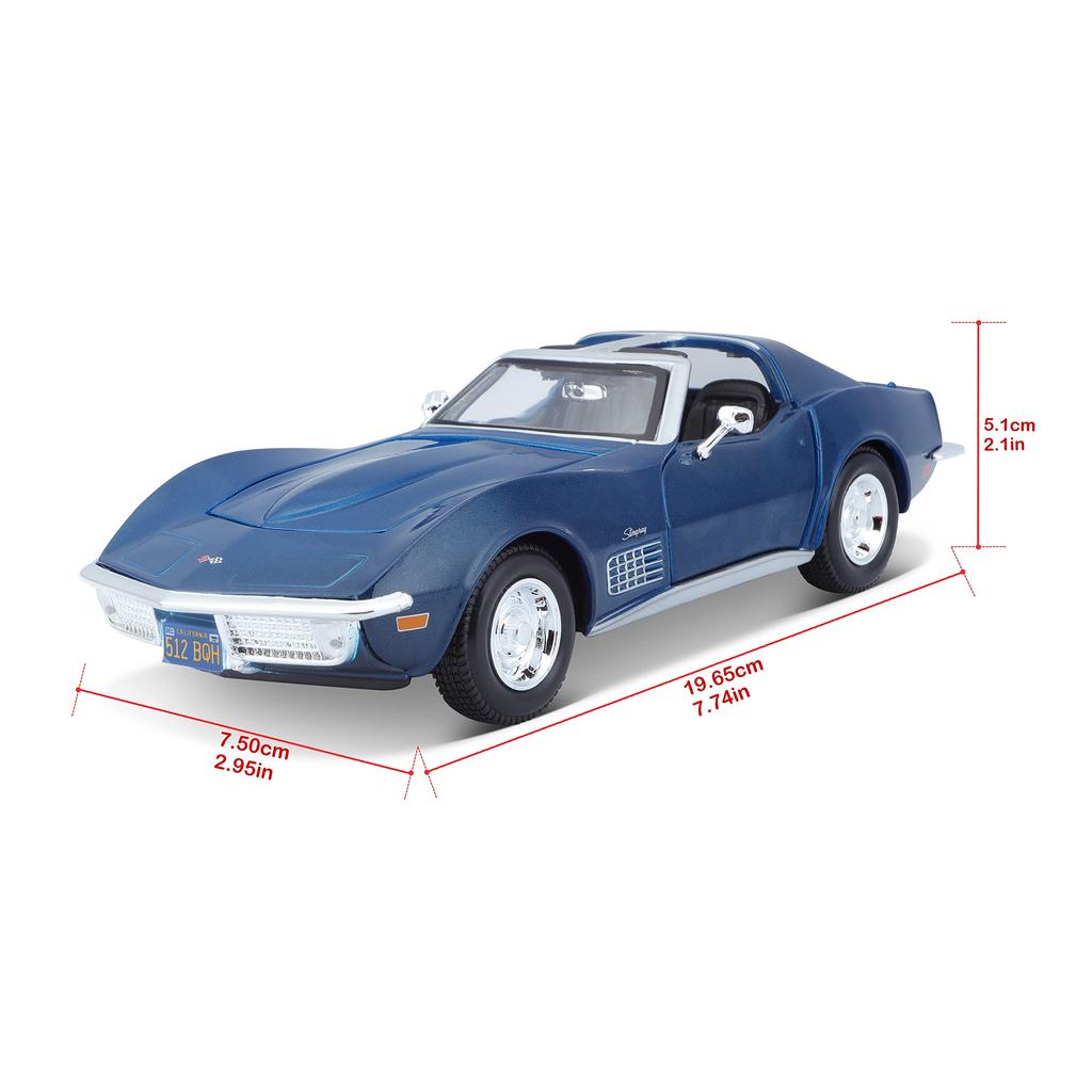 Maisto 1/24 Scale Diecast Model Car Chevrolet Corvette Stingray 1970 (Blue) [Parallel Import]
