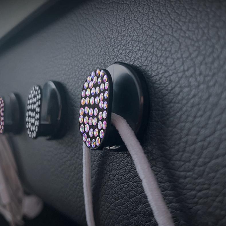 Paste Practical Diamond-encrusted Cute Car Seat Back Hook for Car Interior