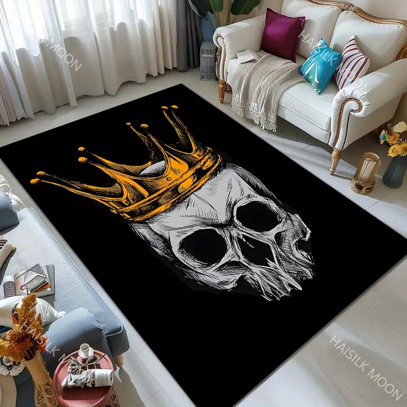Multi Size Skeleton King Print Carpet for Living Room Bedroom Bedside Floor Mat Cloakroom Kids Activity Area Rugs Large Size