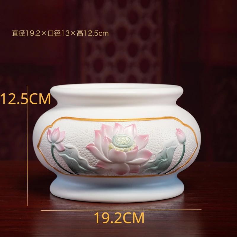 New Chinese Creative Ceramic Lotus Incense Stove for Buddhist Household, Ancestral Hall, and Buddhist Utensils feng shui