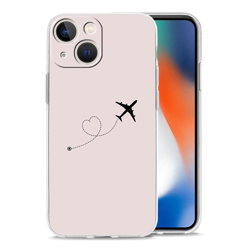 Phone Case For iPhone 17 Air Cases iPhone 16 15 12 13 14 Pro Max SE 7 8 Plus iPhone11 Clear Soft Cover Airplane Pattern