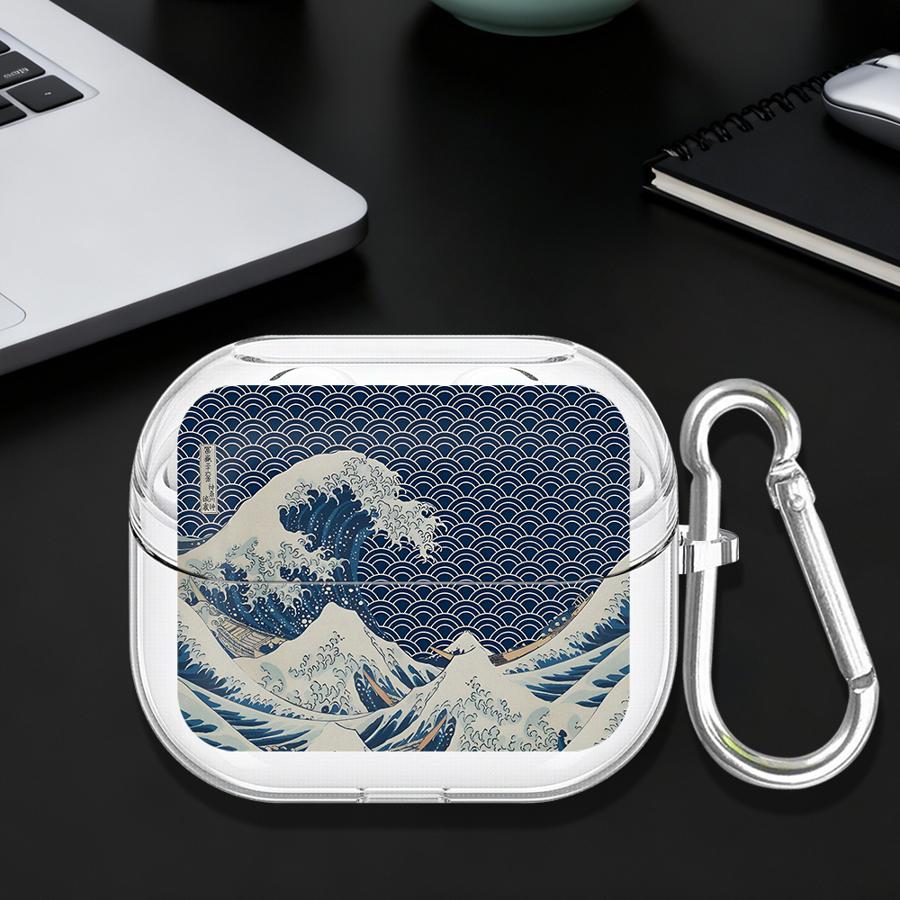 Wave Art Painting Case For Samsung Galaxy Buds Live 4 Pro 2 4Pro 3 FE 3Pro 2Pro Clear Earphone Cases Cover With Hook