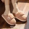 Winter New Solid Color Velcro Simple Cotton Mop Home Wear Velvet Warm Slippers