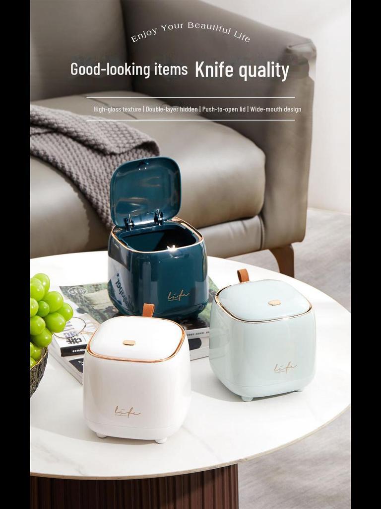 Coș de gunoi mic de lux cu capac pentru depozitarea noptierei