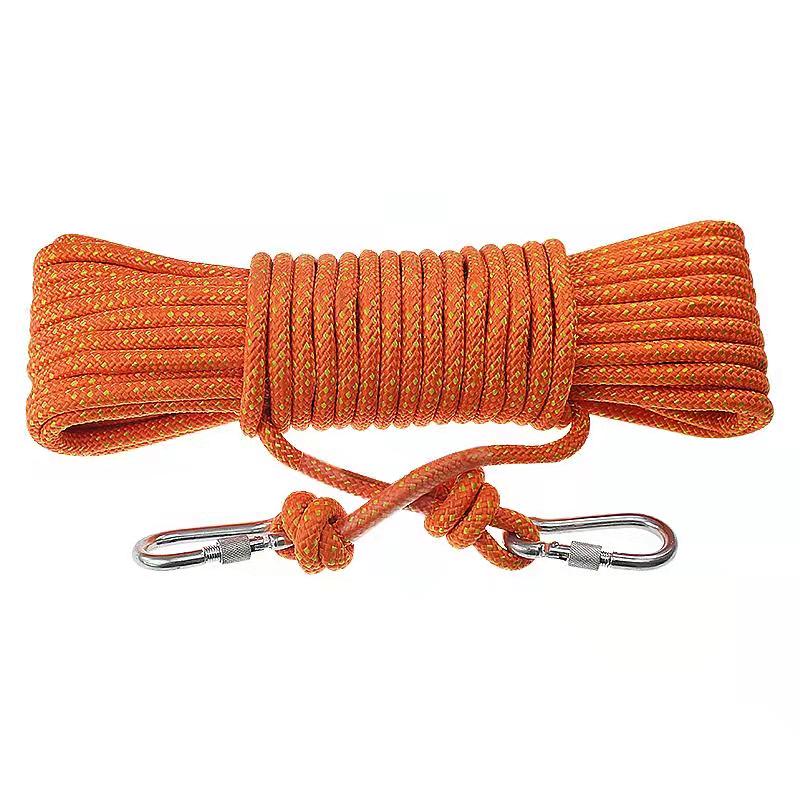 Steel Wire Core Fire Ropes Safety Rope Fire Prevention and Rescue Ropes for High-rise Buildings Rock Climbing and Rescue Rope Orange D8mmx20m