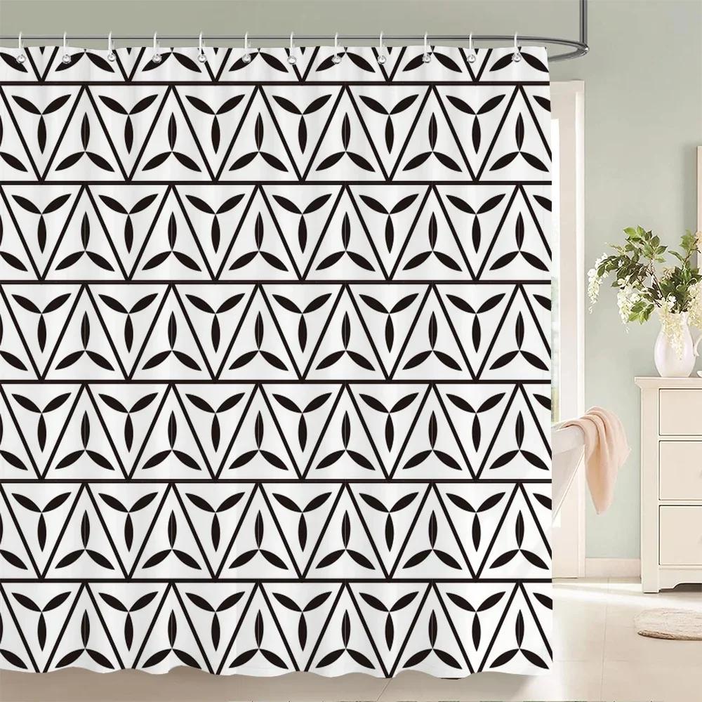 

Abstract Geometric Shower Curtain Bathroom Polyester Printed Corrugated Shower Curtain Decorative Curtain With Hook W60H190(CM)-1 Pcs