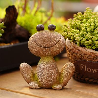 Cartoon Frog Statue Imitation Stone Cute Frog Figurine Creative Garden Decoration Animal Sculpture Flowerpot Bonsai Accessories