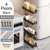 Rolling Utility Cart Multi-purpose Movable Storage Organizer Space-Saving Narrow Storage Rack for Bathroom Kitchen Living Room