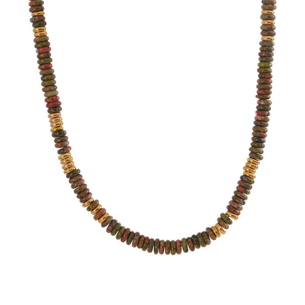 Colorful Natural Stone Beads Handmade Chain Y2K Fashion Necklace for Women Stainless Steel Waterproof Collar Jewelry Gift