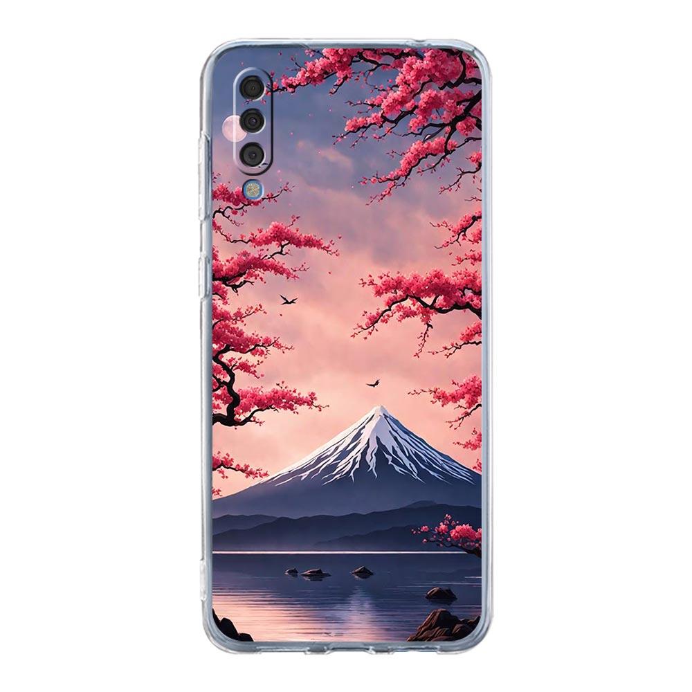 Phone Case For Samsung A26 A36 A56 A54 A52 A50 A70 A40 A20E A12 A14 A16 A22 A24 A42 A34 A32 5G A06 Cover Japan Mount Fuji Cherry