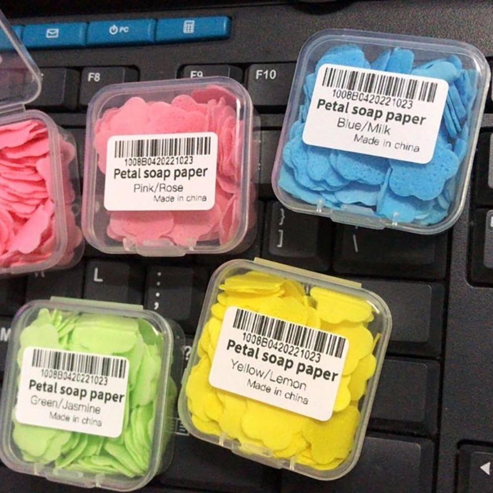 LOT DE 3 Fleurs de Savon Parfumées Jetables Portables Pastilles de Savon Mini Boîte Étudiant Pastilles de Lavage des Mains pour Enfants Papier Savon Voyage