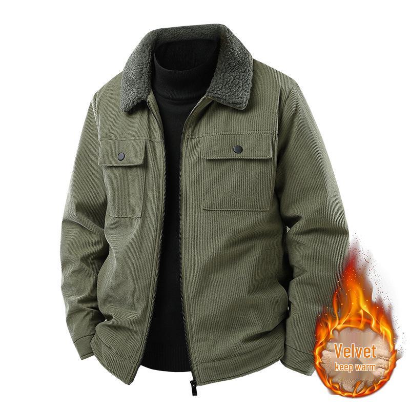 Men's Lambswool-Lined Corduroy Jacket: Cross-Border Fashion for Autumn/Winter