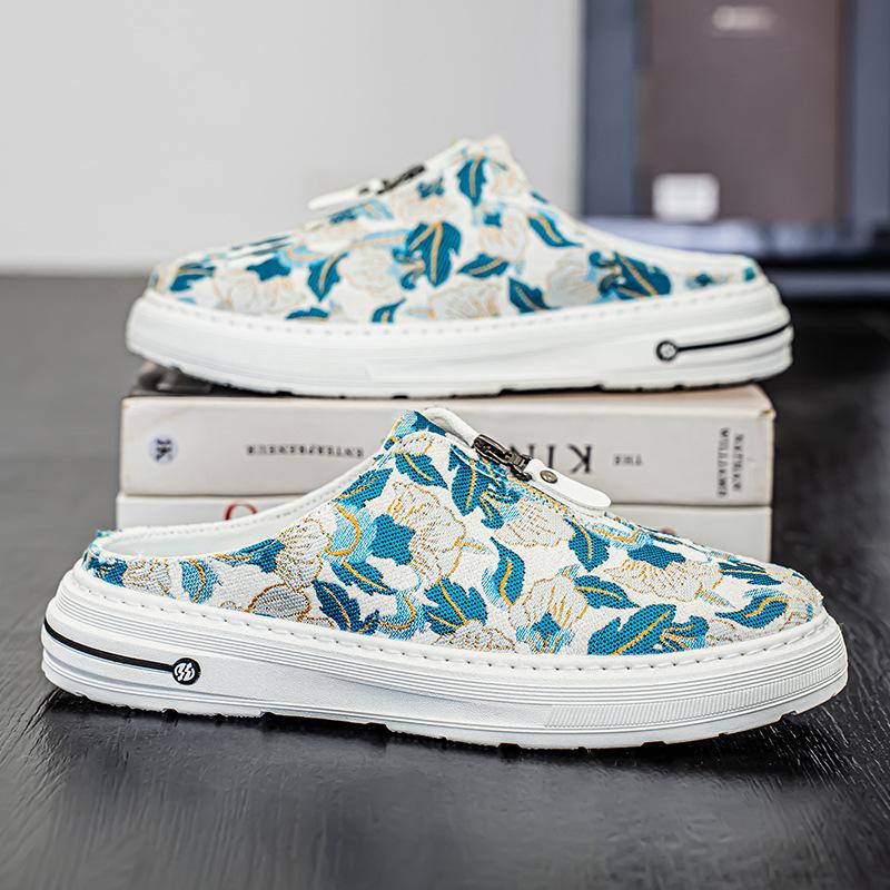 

Fashion 2025 Men s Toe-Guard Slide Slippers Breathable Casual Footwear Flat Sole Non-Slip Comfort Indoor/Outdoor Versatile Daily Wear 44 синий