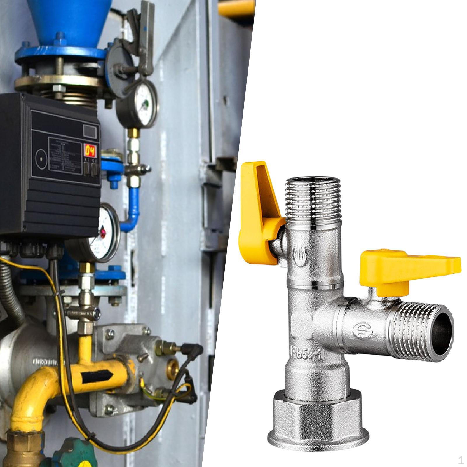 

3 Way Shut Off Ball Valve,Gas Meter Valve with 2 Switch Fitting for Household,Home,Garage