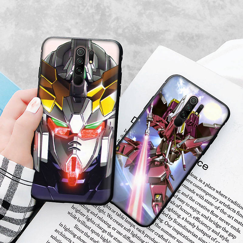 Black Case for Xiaomi Redmi 13C Note 9 iPhone XR 7 8 14 15 11 12 13 X XS Pro Max Samsung A25 S23 S24 FE Ultra Plus Gundam