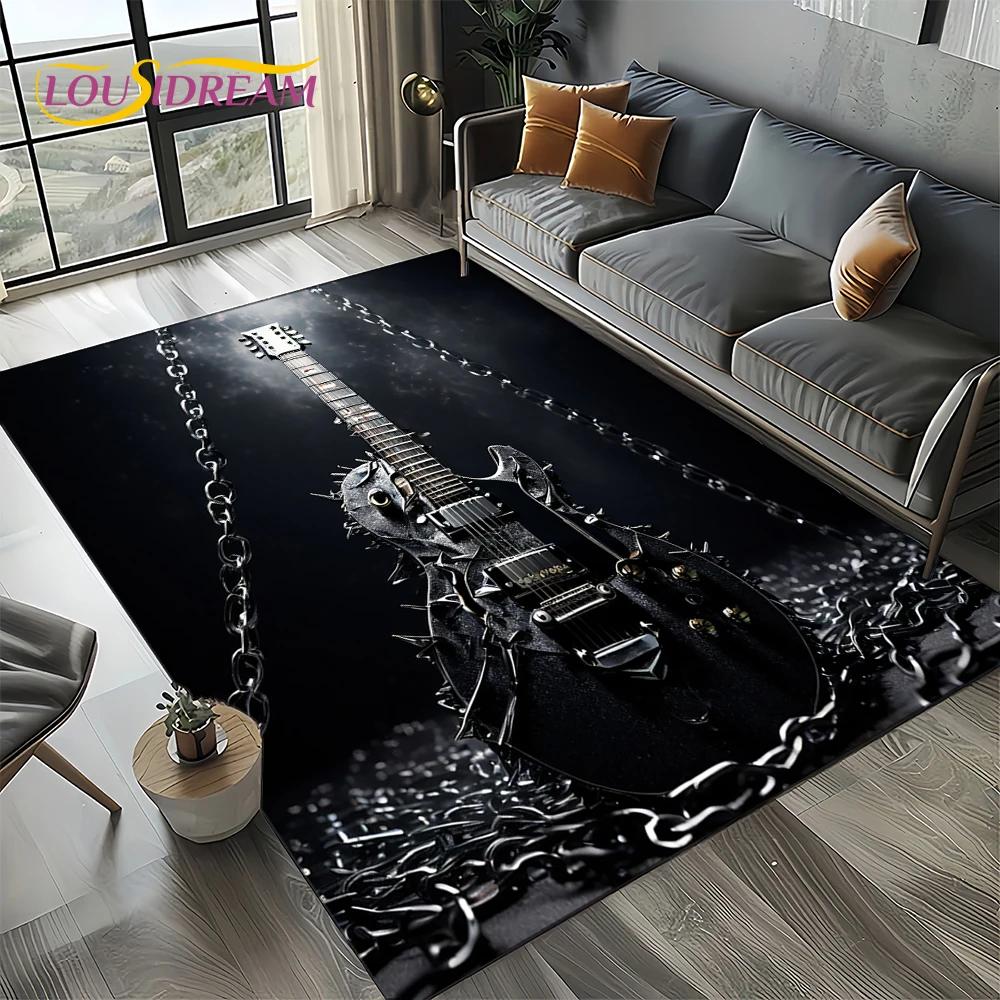 27 Style New Skull Electric Guitar Classical Guitar Carpet Rug for Living Room Bedroom Home Sofa,kid Area Rug Non-slip Floor Mat