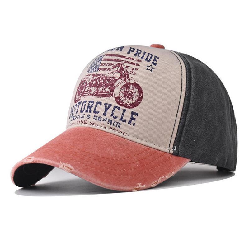 Graffiti Print Baseball Washed Vintage Cap Color-Block Baseball Wide Brim Hat Duckbill Cap Motorcycle Sun Hat All-Match Trendy For Daily