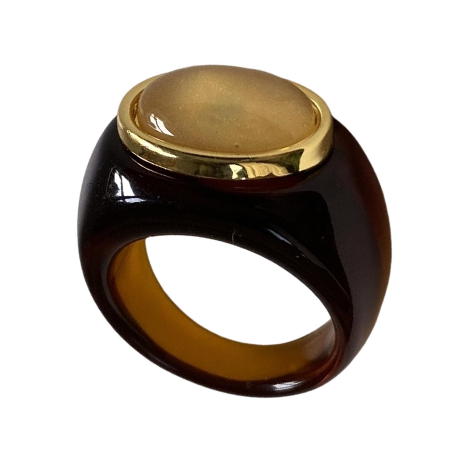 

Stylish Resin Gemstones Ring Lightweight Transparent/Amber Color Finger Ring Accessories for Fashion Forward Women 2