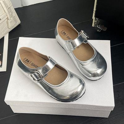 Chaussures Mary Jane pour femmes Printemps Polyvalentes Style Collège Chaussures pour femmes Semelle souple Ballerines Augmentant la hauteur intérieure Chaussures en cuir