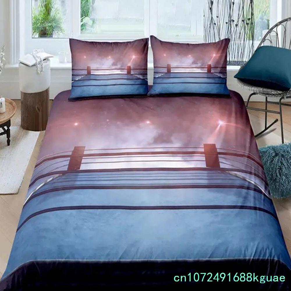 Boxing Bedding Set Red Boxing Gloves Pattern Comforter Cover Sports Theme Duvet Cover Room Pugilism Games Bedding Collection