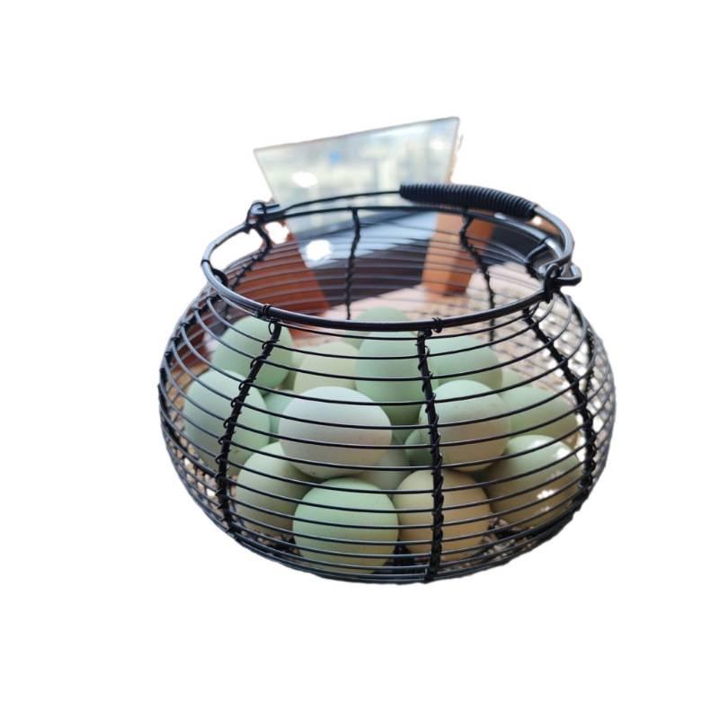 Round Hand-held Woven Iron Egg Basket for Kitchen Use