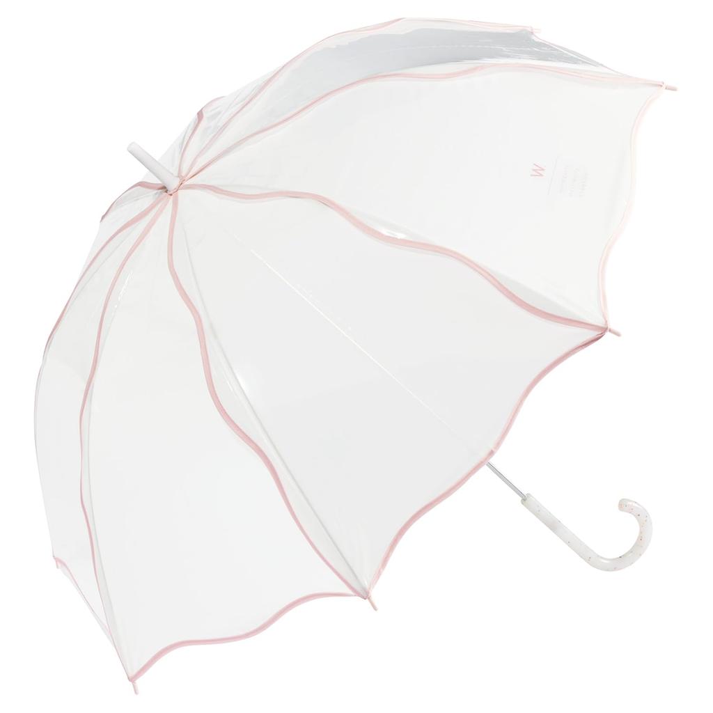 Wpc. Vinyl Umbrella Wavy Off Long Rain Parent Bone 60cm Large Commuting School Travel Stylish Cute Womens Ladies Eye-catching Korean Storage Pouch