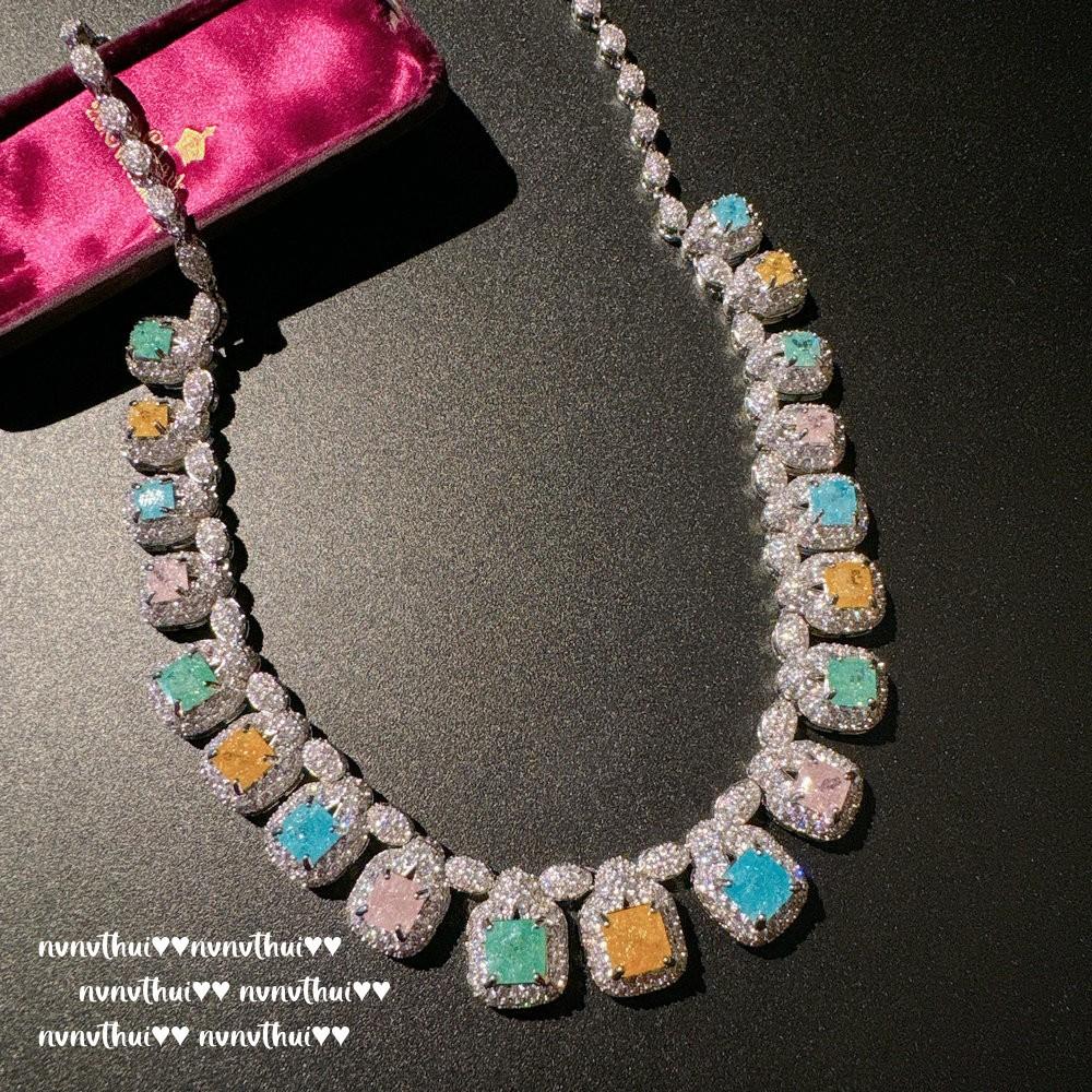 Margaret Rainbow Gem Tassel Necklace, Flower Fairy, 18K Gold Plated, Color Treasure Water Drop Zircon, Bracelet