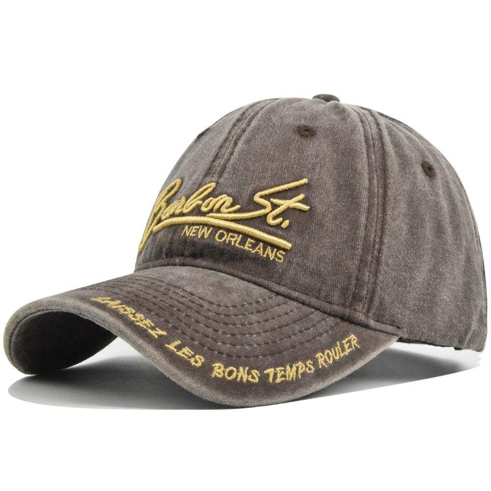 

Unisex Washed Denim Baseball Cap Adjustable Cotton Kpop Letter Embroidery Casual Summer Streetwear for Women And Men кавовий