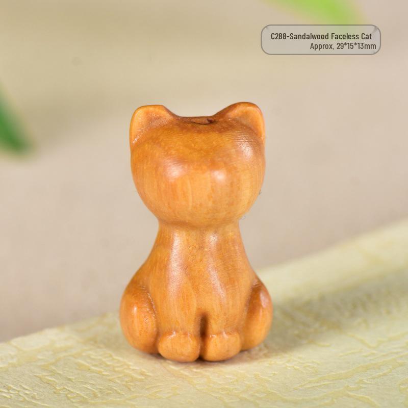 Sandalwood Kitten Eating Fish Pendant Necklace - Unisex DIY Phone and Bag Charm