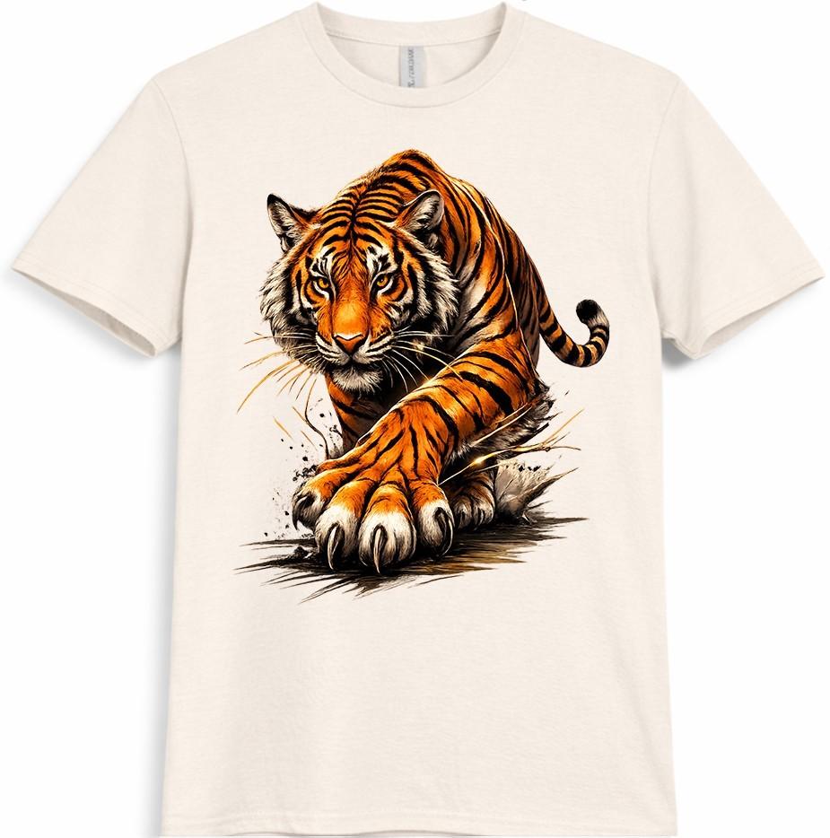 Tiger T Shirt Fierce Wild Animal Graphic Tee Big Cat Predator Casual Top